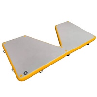 Vert personnalisé point de goutte loisirs pont gonflable plate-forme tapis air île flottant Jet Ski ponton Dock sur mer