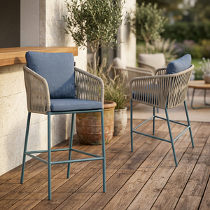 Modern Rattan Accent <b>Bar</b> Chair Cushioned Backless <b>Stool</b> Metal Frame Counter Seating for Kitchen and Cafe Patio - Product Image 3