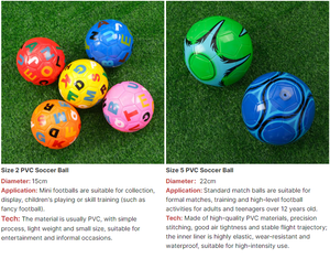 Ballon de football en PVC cousu à la machine, taille 2, pas cher, 95-100 grammes, mini ballon de football - Product Image 4