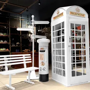 Màu hồng retro điện thoại London Hộp điện thoại gian hàng trang trí tiệc sinh nhật kim loại đám cưới đầy màu sắc