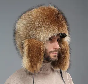 Stile russo warming inverno pelliccia del coniglio di rex con vera pelle di pecora cappello del polsino dell'orecchio paraorecchie della protezione del cappello