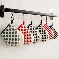 En gros, Maniques de four et gants de micro-ondes en coton résistants à la chaleur, anti-brûlure, 14*18cm, à pois et rayés, pour la cuisine et la pâtisserie