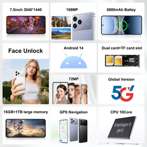 Spark 40 Pro, el Más Vendido, Teléfono Inteligente 5G <span class=keywords><strong>con</strong></span> Android 14, Versión Global, Pantalla HD de 7.5 Pulgadas, 108MP, 16GB+1TB, Doble SIM, Desbloqueado - Product Image 2