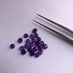 Pierres d'améthyste africaines naturelles de 5mm Semi-précieux rond lisse cabochon calibré en vrac pierres précieuses prix d'usine en gros en ligne - Product Image 1