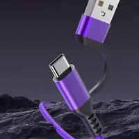 Kabel Data & Pengisian Daya 2-in-1 PD 60W Dual-port USB + Type C ke Type C a ke Type-C Braided untuk Ponsel 17 16 15