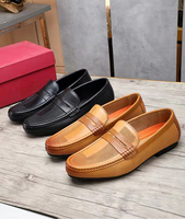 Chaussures Homme en Cuir Véritable à Enfiler, Mocassins Confortables à Semelle en Caoutchouc, Style Décontracté pour Homme