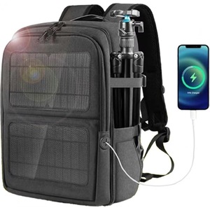 Mochila solar de muestra gratuita con panel solar de 7W para cargar teléfonos celulares y fuente de alimentación de 5V, mochila con forro de cuero genuino. - Product Image 1