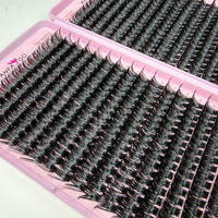 Cils en grappe 3D en faux vison personnalisables en gros, volume intense, longueurs mixtes, faits à la main, spectaculaires et volumineux, cils individuels en grappe