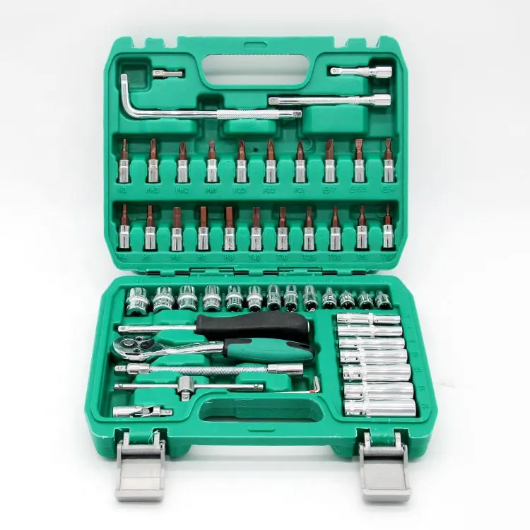 Hoge Kwaliteit 54 Pcs Socket Set Met S2 Bits Set Met L Handvat Voor Huishoudelijke En Reparatie Hardware-instrumenten