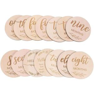 Tarjetas de madera ecológicas personalizadas grabadas para marcar los meses del bebé, marcadores de crecimiento para nuevos padres, Dropshipping - Product Image 2
