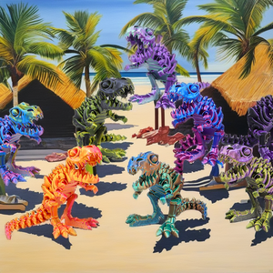 Modèle de dinosaure Tyrannosaurus Rex articulé et mobile imprimé en 3D personnalisable, fabriqué en PVC naturel dégradable, style shabby chic - Product Image 2