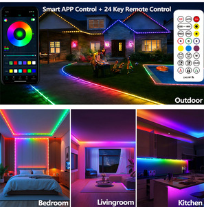 Bandes lumineuses LED d'extérieur étanches avec dos auto-adhésif IP68, bandes lumineuses LED d'extérieur avec application BT, synchronisation musicale RGB, ext. - Product Image 3