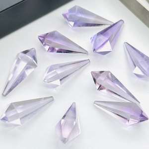 อัญมณีทรงปิรามิดสีชมพูอเมทิสต์ธรรมชาติ100% 20x7มม. อัญมณีแกะสลักแบบหลวมสำหรับทำเครื่องประดับการรักษาด้วยความเงางาม - Product Image 2