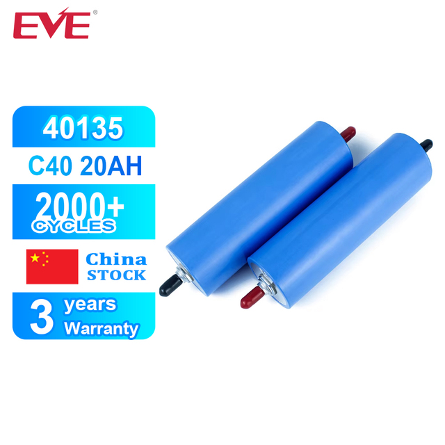 Germany Hot Selling EVE C40 40135 3.2V 20A LIFEPO4 Lithium Batteries Cylindrical Cells DIY for EV E-bike 12v 20ah 36V 48V