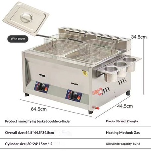 Friteuse à gaz commerciale 8L+8L+8L en acier inoxydable pour frites et poulet frit avec dispositif de protection anti-incendie - Product Image 4