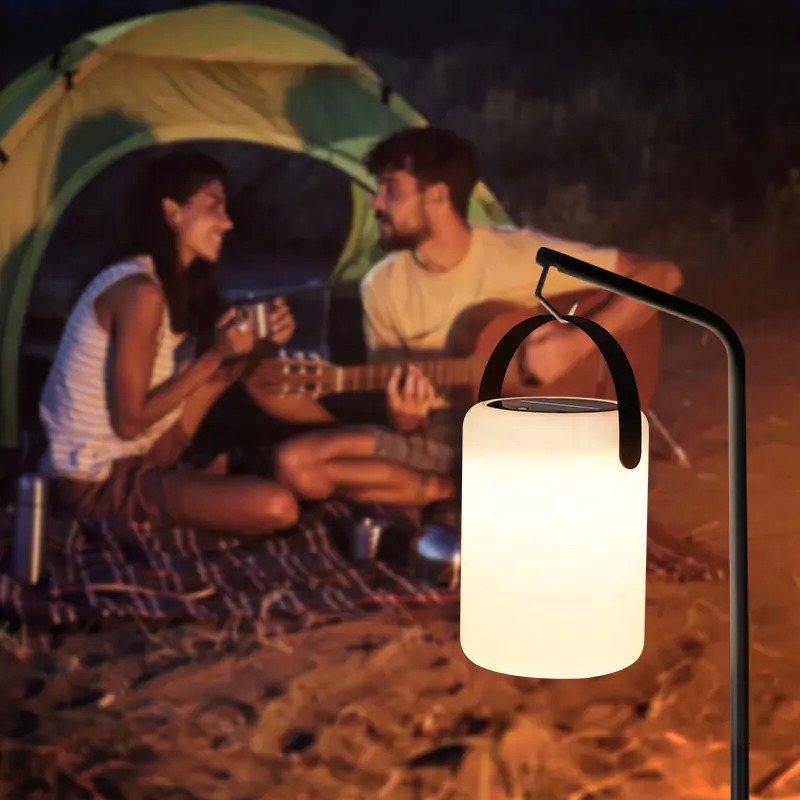 Proveedor de oro verificado Luz de camping LED linterna cilíndrica recargable USB solar híbrida portátil