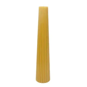 Custom Wholesale High Quality Home Decoration Ribbed Pillar Paraffin Wax Unscented Candles