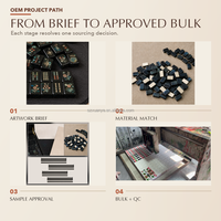 Set Mahjong Amerika Ukuran Besar dengan Finishing Cangkang Hitam, 4 Rak, Alas Dorong, dan Tas Pembawa untuk Permainan Kelompok
