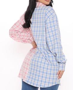 <span class=keywords><strong>Blusa</strong></span> Corta a Cuadros de Gran Tamaño con Contraste de Color, Camisa a Cuadros, <span class=keywords><strong>Blusa</strong></span> Corta con Ombligo Descubierto para Mujer, <span class=keywords><strong>Blusa</strong></span> de Manga Larga - Product Image 5