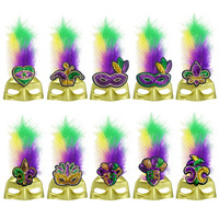 Masque décoratif demi-visage à sequins et plumes pour fête de carnaval Mardi Gras, approvisionnement direct transfrontalier