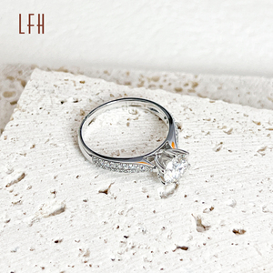 Bagues en or personnalisées pour femmes, or véritable 18 carats, bagues de mariage pour couples, bague en moissanite en or 18 carats - Product Image 5
