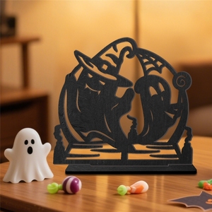 Accessorio di Halloween: Elfo Traforato in Legno Nero, Decorazione a Forma di Zucca, Ornamento per Feste, Artigianato, Pezzo d'Arte da Tavolo per Festival - Product Image 3