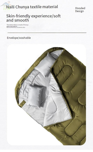 Dual-Purpose Afneembare Ultra-Brede Waterdichte Polyester <span class=keywords><strong>3</strong></span> Seizoen Camping Slaapzak Familie Maat Envelop-Stijl Capuchon Twee - Product Image 6