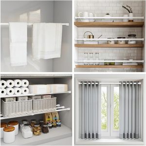 Tringles à rideaux à ressort YIJIALE 50-90cm <span class=keywords><strong>pour</strong></span> cuisine, salle de bain, placard, armoire, porte, étagère, projet DIY - Product Image 3