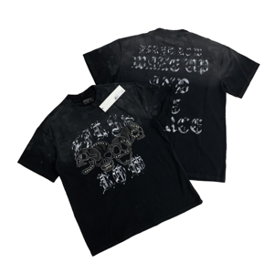 เสื้อยืดโอเวอร์ไซส์ผู้ชายสไตล์วินเทจ ผ้าถักลายเรียบง่าย รุ่น FIRST ROW  รักษ์โลก ไม่เป็นขุย ขายส่ง - Product Image 1