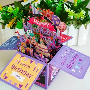 Neue Stile HAPPY BIRTHDAY 3D-Grußkarten bunte handgemachte hohl geschnitzte Design Grußkarten box