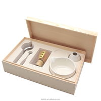 ESTICK Coffret en porcelaine avec logo personnalisé, design zen asiatique, ensemble de thé matcha écologique avec infuseur pour boire du thé
