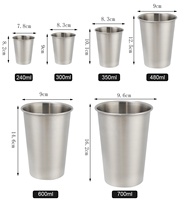 Tasses de camping empilables en acier inoxydable 304 de 8oz, 12oz, 16oz pour enfants, avec logo personnalisé, gobelets métalliques pour le camping, tasses à eau