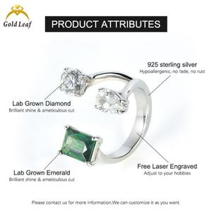 Anillo de Joyería Goldleaf, Plata de Ley 925, Esmeralda Cultivada en Laboratorio D VVS para Mujer, Anillo de Moissanita - Product Image 4