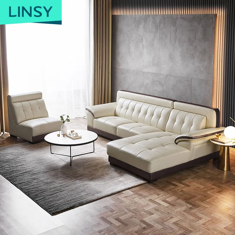 Linsy 2 3 4 5 مقاعد أريكة غرفة المعيشة أريكة الفرنسية أثاث كلاسيكي النمط الأوروبي الإيطالي جلد طبيعي فاخر طقم أريكة 2036