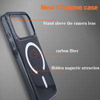 Coque de téléphone antichoc 100% fibre de carbone véritable avec motif de personnage de dessin animé pour 17/16Pro/15pro Max/15pro/15/14pro/14/14 Pro Max