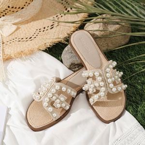 Tassel Beach Casual slippers Women French Clip Toe Flat <b>Block</b> Heel Comfortable Outdoor Summer Walking Slides - Product Image 2