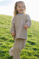 Ensemble de vêtements pour enfants en tricot rayé ample en coton 95% et élasthanne 5% pour maman et mini, printemps-automne