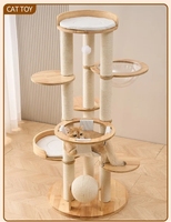 Arbre à chat en chêne de luxe, grand format, avec griffoir, lit, hamac, balles, condo, escaliers et perchoir supérieur, mobilier pour chatons