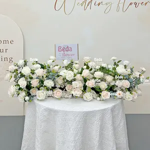Sıcak satış mor gül dekorasyon çelenk ipek çiçek Garland Centerpiece çiçek satır masa çiçek koşucu düğün parti için