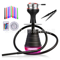 Tas Penyimpanan Teleskopik HOOKAH Logam Terlaris untuk Perdagangan Lintas Negara, Set Shisha Portabel dengan Remote Control dan Lampu LED