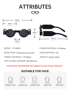 Lunettes de soleil rondes futuristes personnalisées avec logo rétro Partagas Wholesale Designer, protection UV400, pour hommes. - Product Image 6