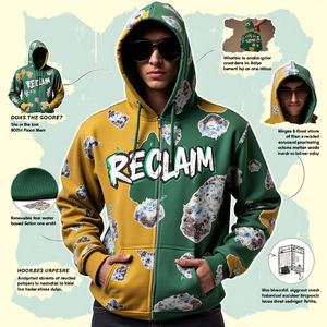 Pull-over surdimensionné en polyester/coton pour hommes, sweats à capuche avec poches, manches longues, motif imprimé d'automne, broderie 3D, respirant - Product Image 5