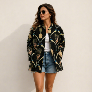 NEW JAIPUR INTERNATIONAL Women's Reversible <b>Quilted</b> Cotton Thick Winter Jacket Floral Print <b>Single</b> Button Closure OEM - Product Image 1