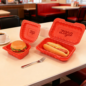 Xiefa Tùy Chỉnh Dùng Một Lần Vỏ Sò Bao Bì Takeout Togo Bento Hộp Ăn Trưa 6/6*9Inch Vuông Bánh Hamburger Hộp - Product Image 3
