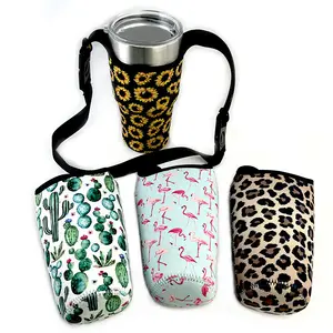 Wholesale Insulated 30oz tumbler sleeves Carrier Coffee cup cover Water bottle holder with buckle chain strap