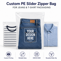 Sac refermable en LDPE transparent imprimé en héliogravure avec curseur blanc et logo personnalisé pour l'emballage de jeans et de t-shirts