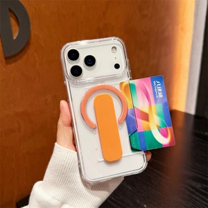 Hand Strap Clear <b>PC</b> Shockproof Phone Case <b>for</b> iPhone 17 Pro Max 16 15 14 With <b>Card</b> Slot <b>Wireless</b> Magnetic Charging Cover - Product Image 1