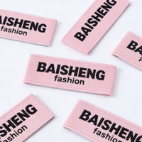 Étiquettes personnalisées roses et noires brodées en tissu, logo de marque de mode, étiquettes pour vêtements, étiquettes pour la marque de vêtements