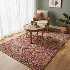 DIVTIK DECOR JUTE <b>CHINDI</b> GEOMETRIC MACHINE MADE MODERN BRAIDED ECO FRIENDLY NON-SLIP RECTANGLE SHAPE Flat Pile Jute Backing <b>Rugs</b> - Product Image 3
