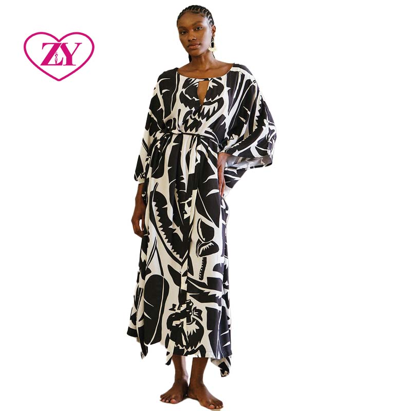 African Boubou Dress Long Sleeve Black White Maxi Loose Fit Tribal Print  Belted V Neck Plus Size Summer Elegant Gown Women| Alibaba.com